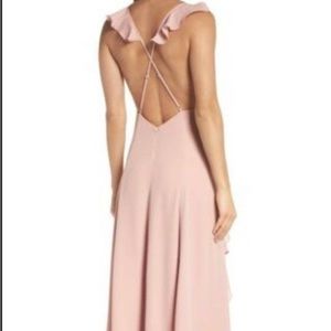 FAME & PARTNERS Pink Ruffle Maxi Dress Size 6